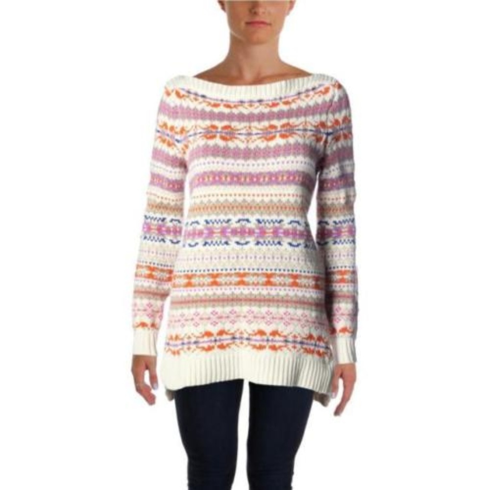 Ralph Lauren Sweater Boat Neck Fair Isle Plus Size - Picture 2 of 8